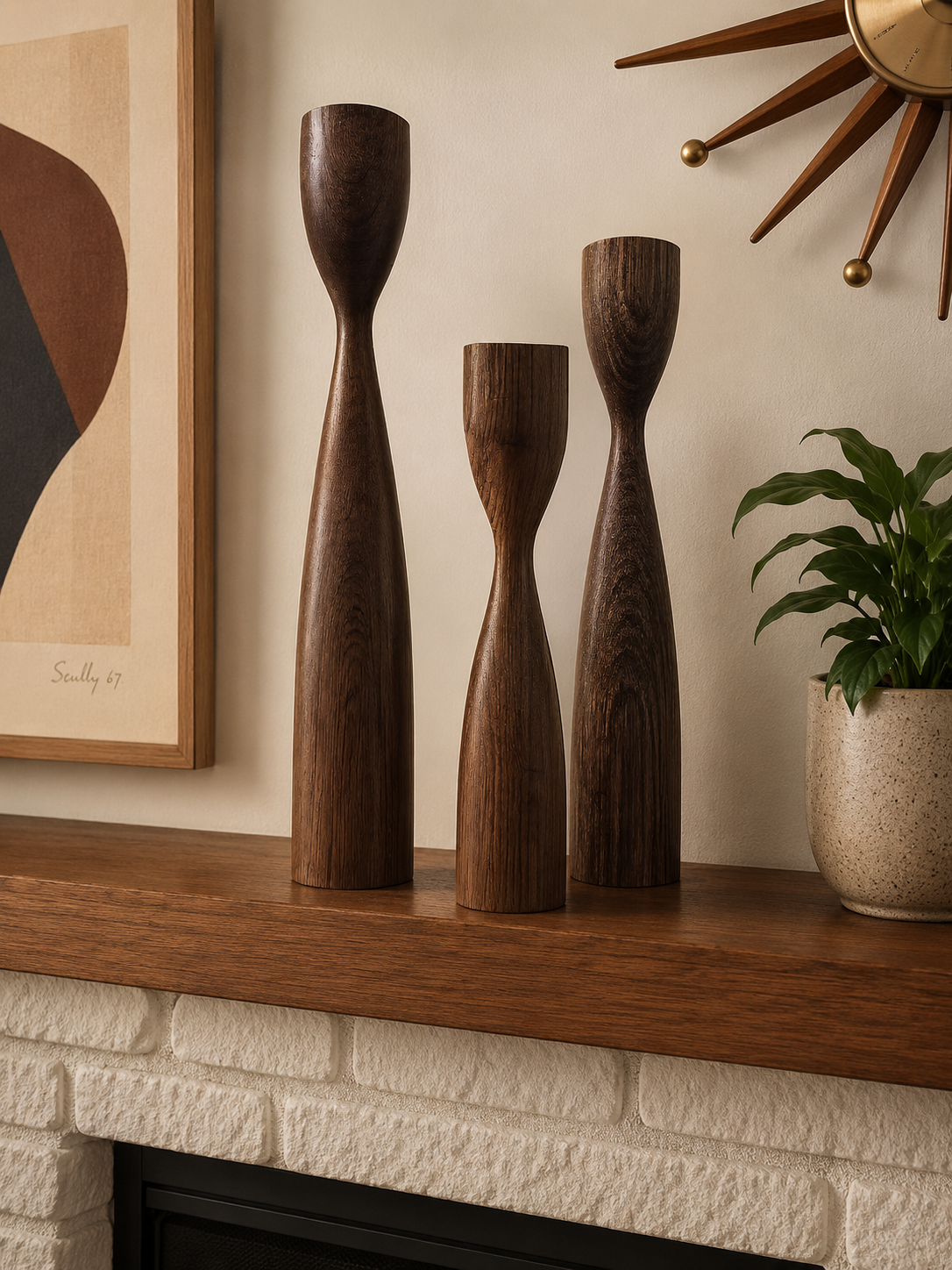 **NEW LISTING** MCM Lipper & Mann Creation Candlestick Set of 3 Dutch Tulip Mid Century Modern