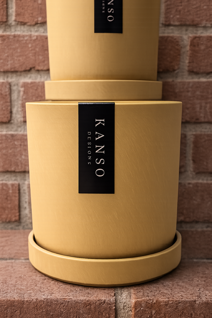 Kanso Seasonal Designs 4" Mustard Seed & Dusted Clay Planters & Saucers
