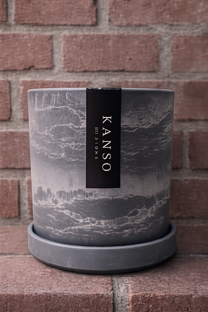 Kanso Designs 4" Signature Planters & Saucer - Arctic Stone