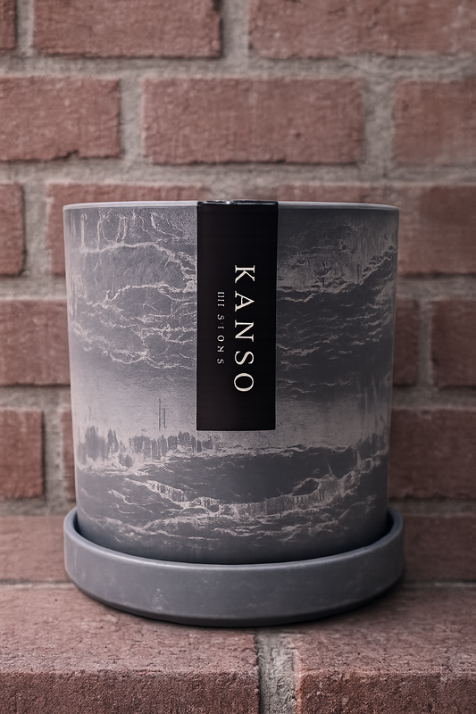 Kanso Designs 4" Signature Planters & Saucer - Arctic Stone