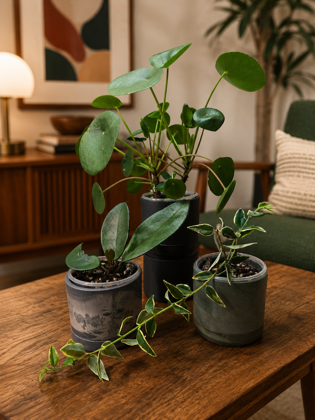 Kanso Designs 3.5" Earth Tone Mini Planters | Black - Olive Sage - Arctic Stone